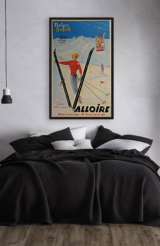 Original vintage poster ski Valloire Savoie France Neige Soleil Reproduction