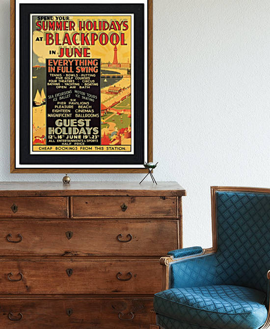 Blackpool, Seaside Travel Poster Reproduction