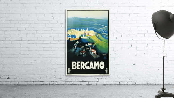 Bergamo Art Deco Vintage Italian Travel Poster Wall Preview