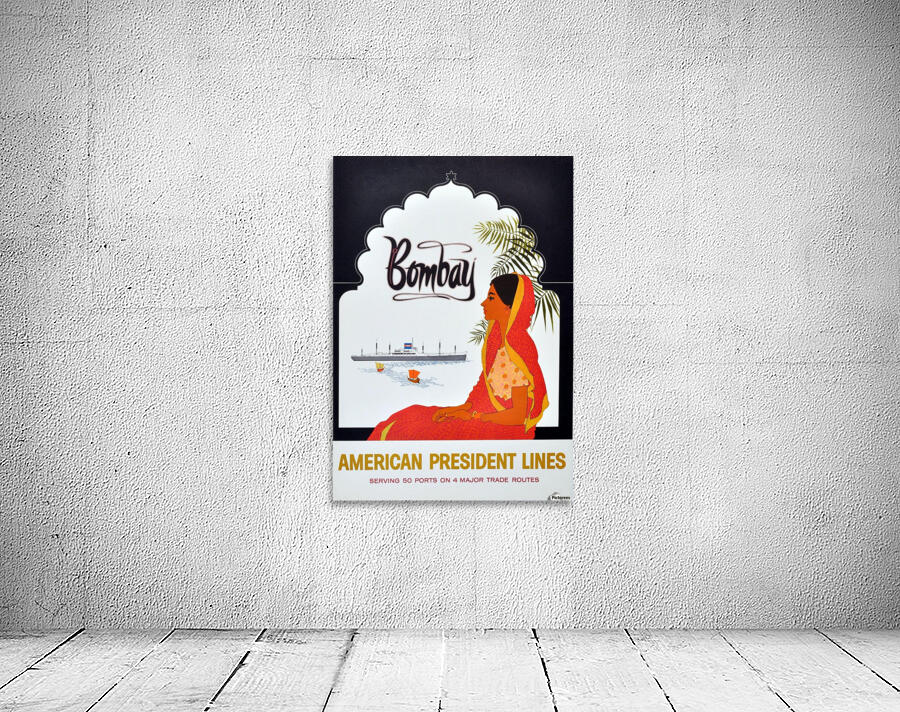 Original Vintage 1950 Cruise Travel Poster - Bombay By American President Lines Wall Preview