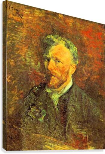 Self portrait with pipe at a table Canvas Print