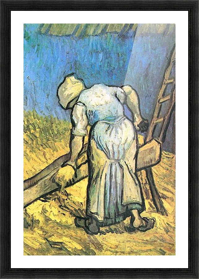 A farmer cutting hay Picture Frame print