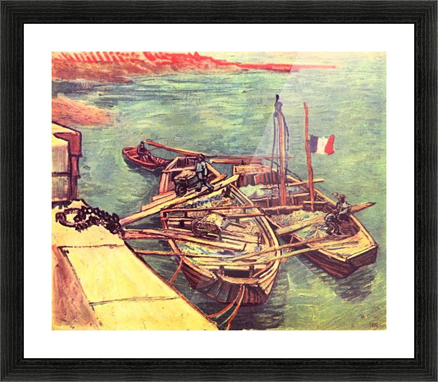 Boats with sand Picture Frame print