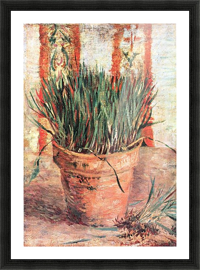 Flowerpot with Chives Picture Frame print