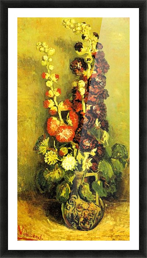 Hollyhocks Picture Frame print