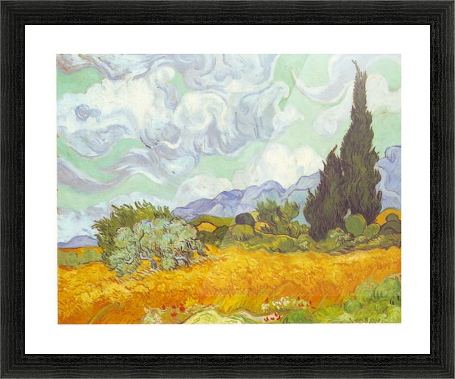 Cornfield with Cyprusses Picture Frame print
