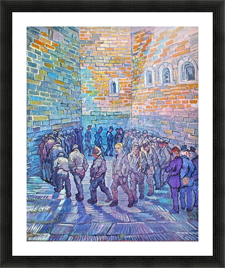 Prisoners walking the Round Picture Frame print