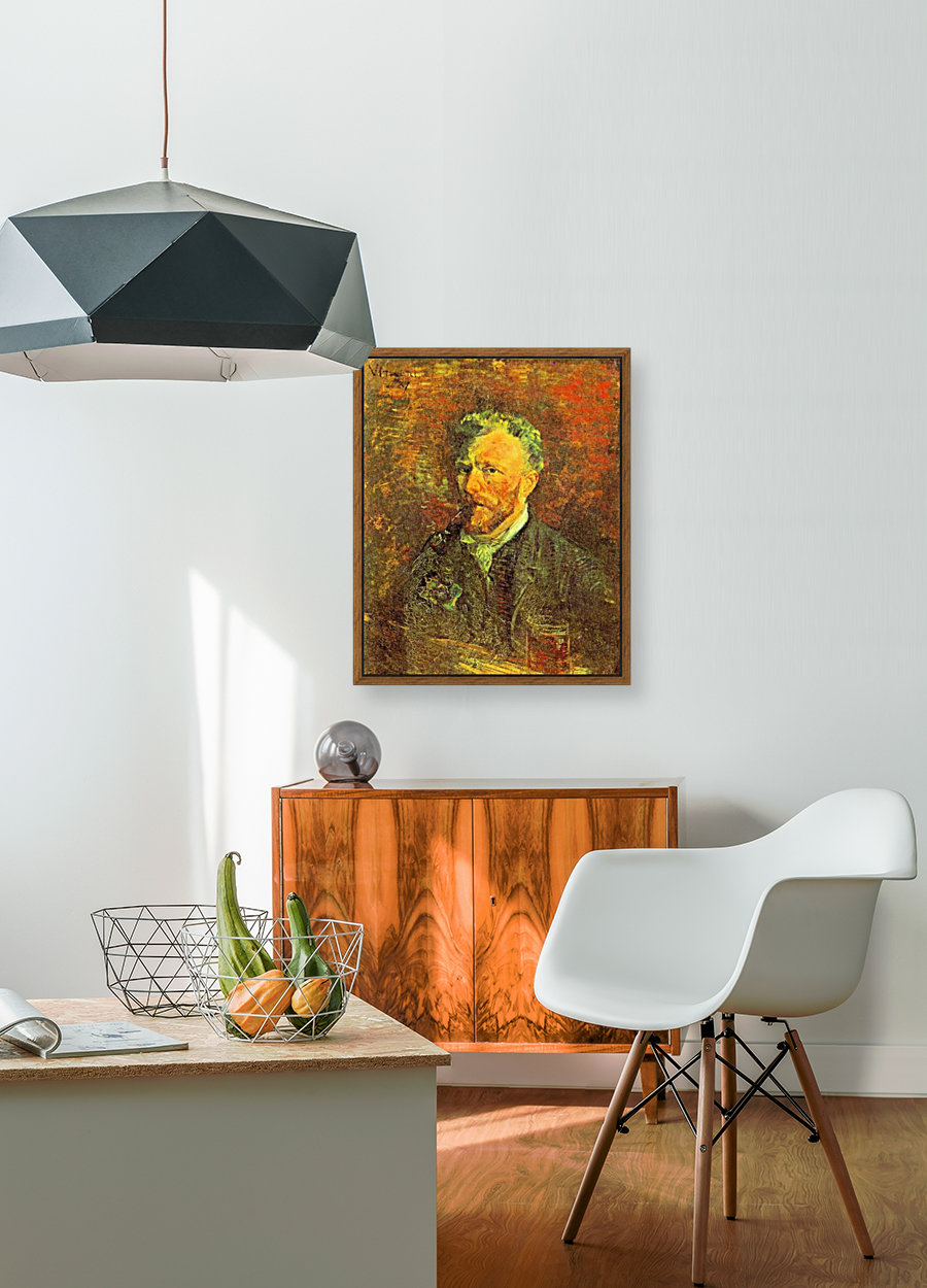 Self portrait with pipe at a table Reproduction