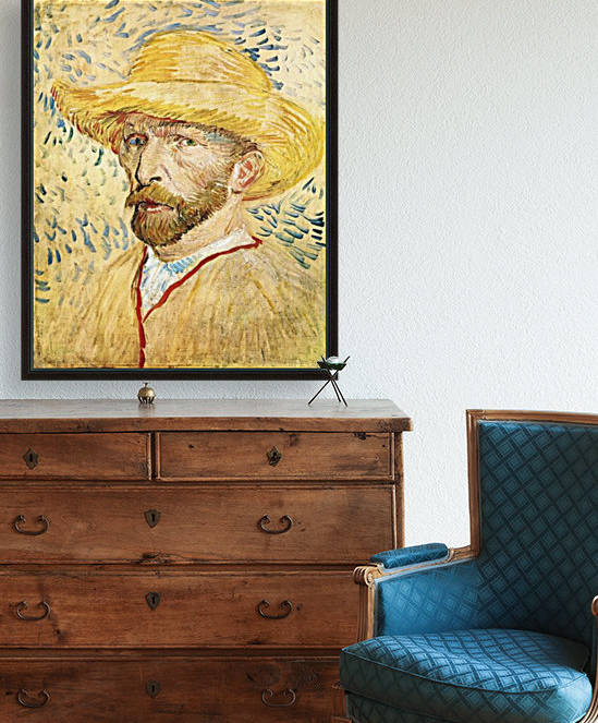 Self Portait with straw hat by Van Gogh