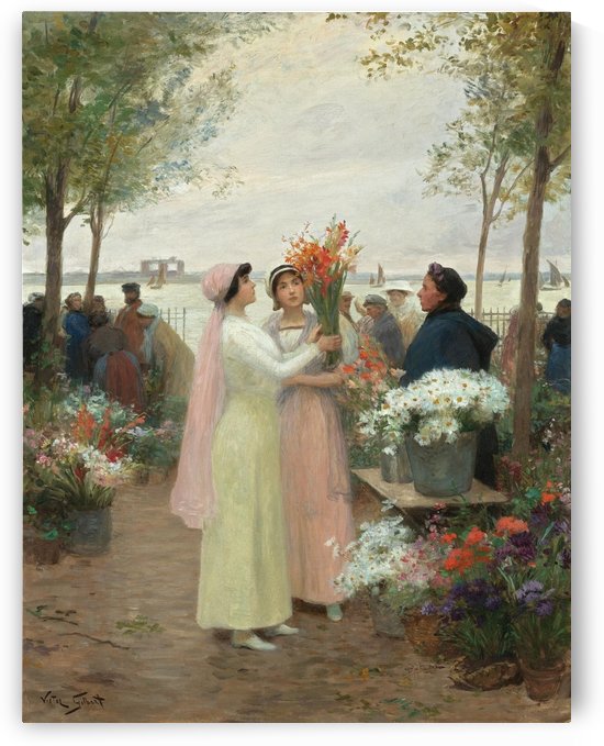 Elegantes au Marche des fleurs by Victor Gilbert