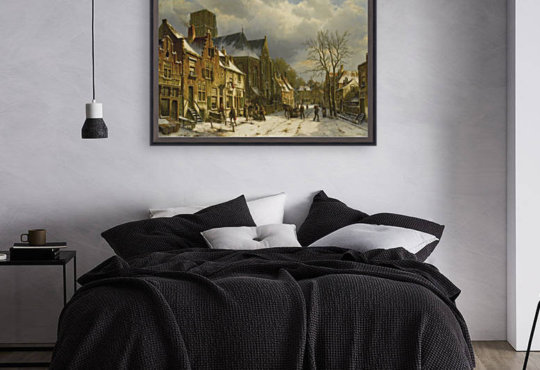 Winter streetscene by Willem Koekkoek