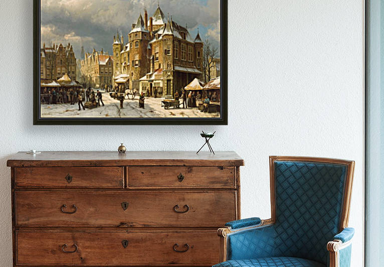 The Nieuwmarkt in Amsterdam in Winter by Willem Koekkoek