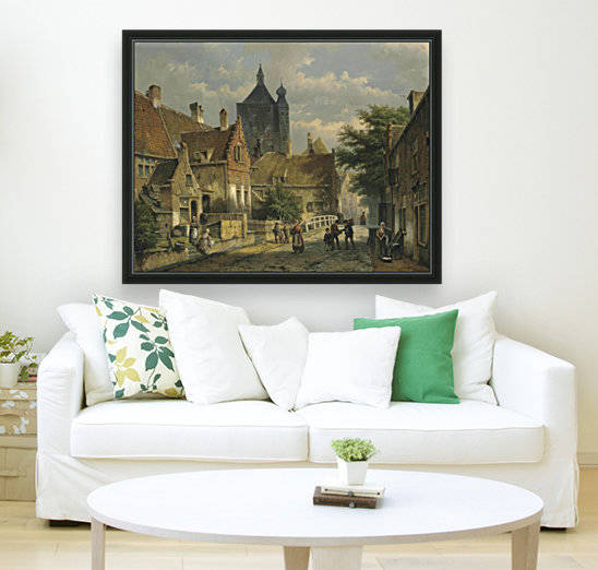 Villagers on a Sunlit Dutch Street by Willem Koekkoek