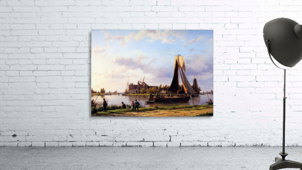 Ship sailing through canal Wall Preview
